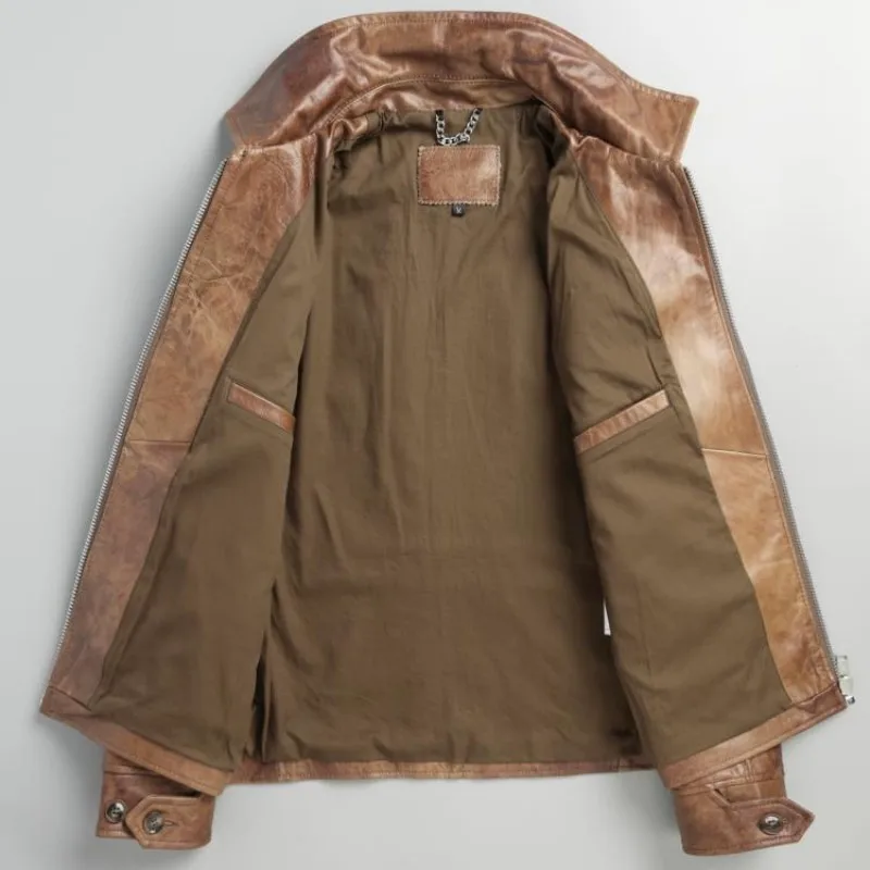 Classic Lapel Vintage Men 100% Real Leather Jacket Brand Business Casual Short Coat Street Biker Motorcycle Cowhide Outerwear
Classic Lapel Vintage Men 100% Real Leather Jacket Brand Business Casual Short Coat Street Biker Motorcycle Cowhide Outerwear