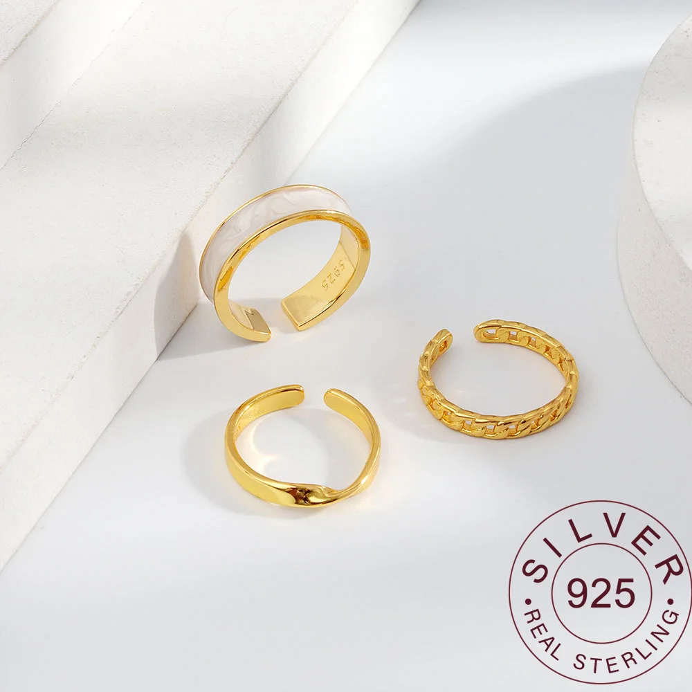 3pcs/set 925 Sterling Silver Women's Rings Trend Gold Hollow Enamel Twist Finger Ring Vintage Jewelry Manquer Bijoux Anneau
3pcs/set 925 Sterling Silver Women's Rings Trend Gold Hollow Enamel Twist Finger Ring Vintage Jewelry Manquer Bijoux Anneau