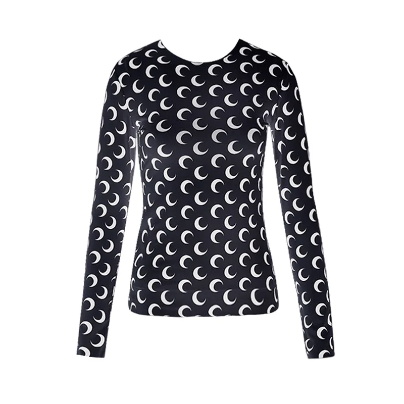 Solid Color Crescent Moon Print O-Neck & Turtleneck Long/Short Sleeves Shirt Summer Women Hot Chic Bodycon Tops Outfits S-XL 
Solid Color Crescent Moon Print O-Neck & Turtleneck Long/Short Sleeves Shirt Summer Women Hot Chic Bodycon Tops Outfits S-XL