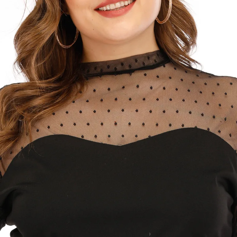 Large Size Women T-shirt Pure Color Sexy Waist Long Sleeve All-match T-shirt Stitching Top Female Black Sheer Slim Lady T-shirt
Large Size Women T-shirt Pure Color Sexy Waist Long Sleeve All-match T-shirt Stitching Top Female Black Sheer Slim Lady T-shirt