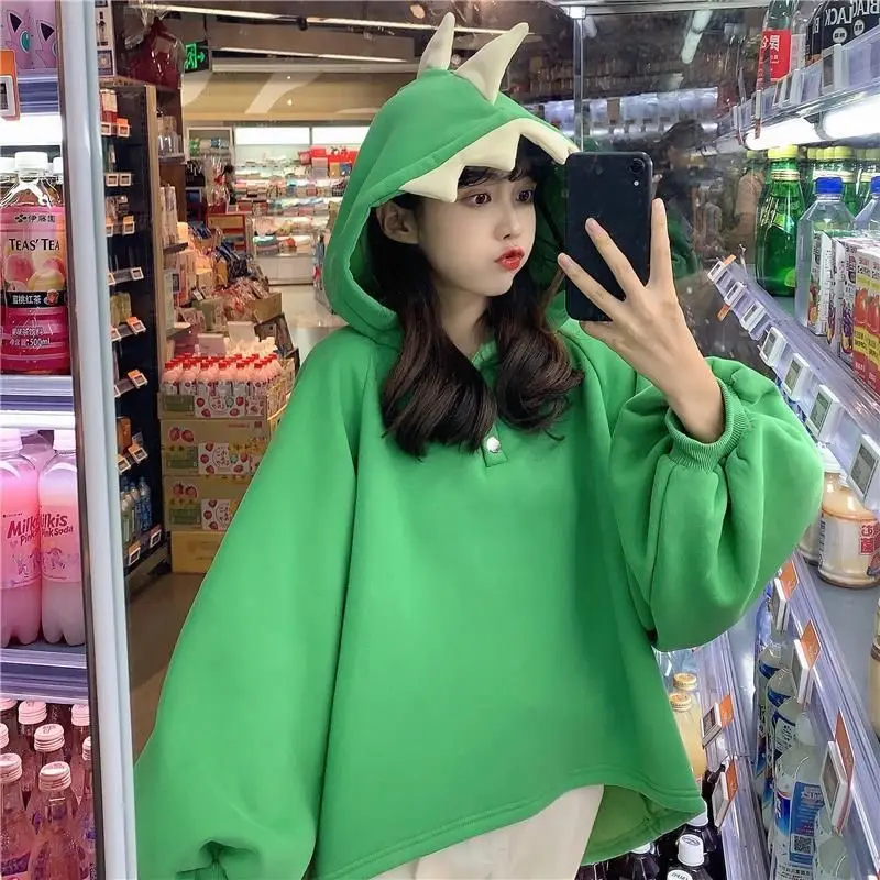 Sweatshirts Female Winter Korean Version Loose Wild Plus Velvet Thick Warm Design Sense Hooded Bat Long Sleeve Women Za 2021
Sweatshirts Female Winter Korean Version Loose Wild Plus Velvet Thick Warm Design Sense Hooded Bat Long Sleeve Women Za 2021
