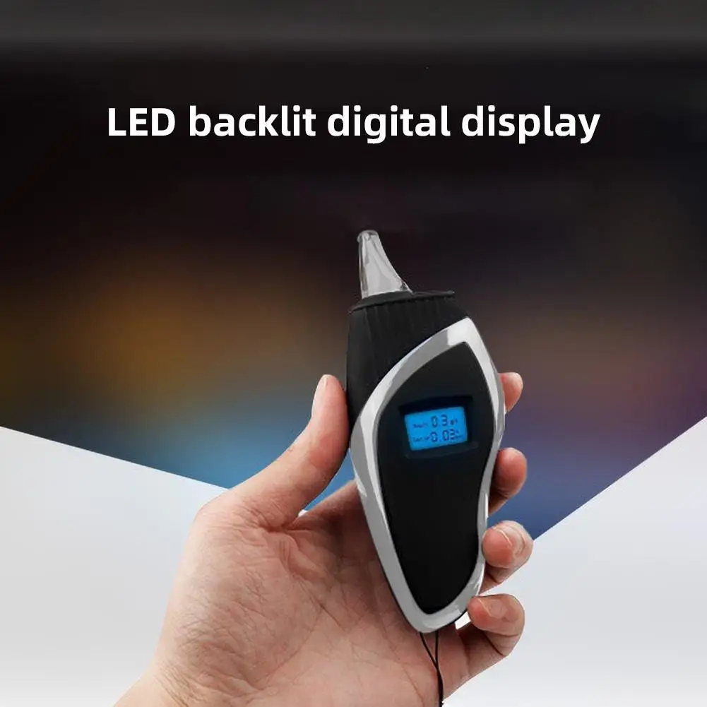 

Handheld Digital Display Backlight Breath Alcohol Tester with 5 Mouthpieces