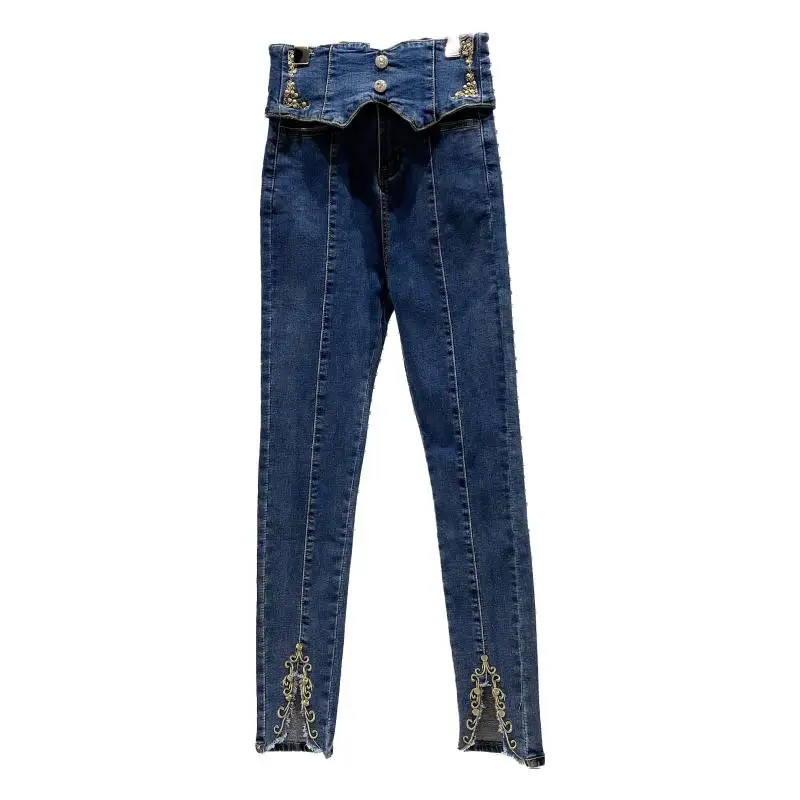 2021 New Spring Chinese Style Retro Embroidery High Waist Split Elastic Pencil Denim Jeans Woman Fashion Pants
2021 New Spring Chinese Style Retro Embroidery High Waist Split Elastic Pencil Denim Jeans Woman Fashion Pants