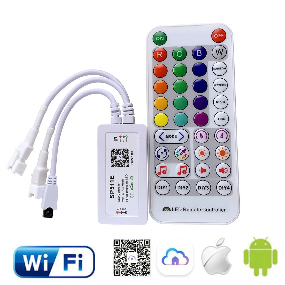 

Музыкальный контроллер WS2811 WS2812B, с приложением WifFi, ИК, 38 клавиш, встроенный микрофон для светодиодной ленты, Alexa, Google Assistant, IOS, Android