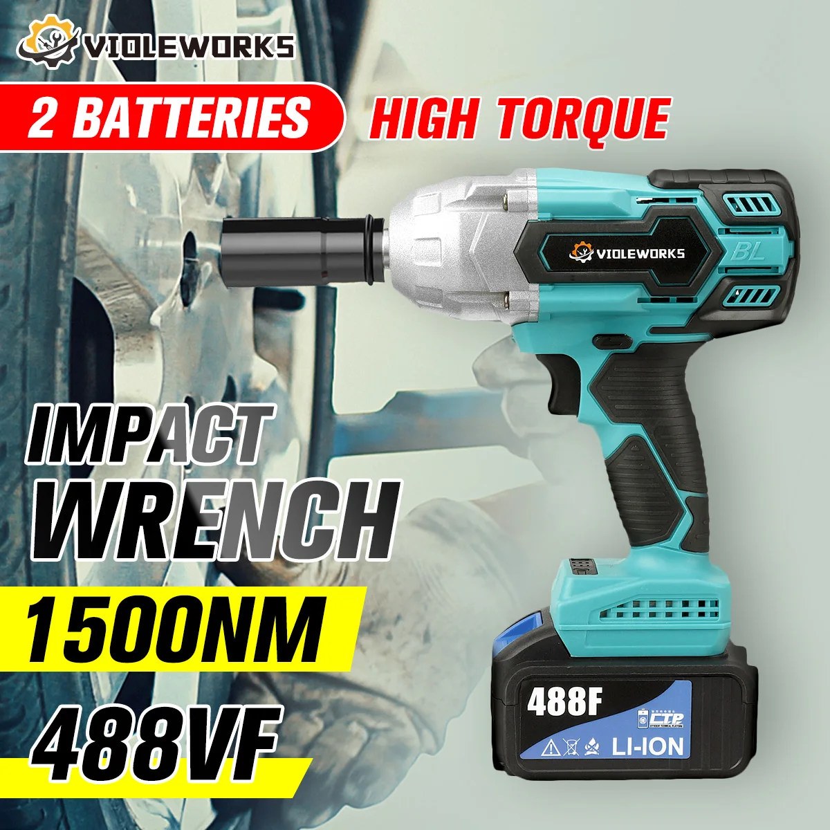 1500N.M 488VF High Torque Brushless Electric Impact Wrench 1/2 inch Socket Cordless Wrench Power Tools With 22800Amh Li Battery
1500N.M 488VF High Torque Brushless Electric Impact Wrench 1/2 inch Socket Cordless Wrench Power Tools With 22800Amh Li Battery