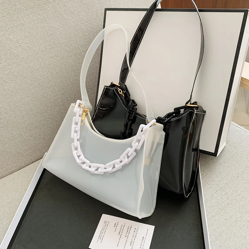 Transparent PVC Women Fashion Woven Acrylic Chain Shoulder Underarm Bags Casual Solid Color Ladies Daily Small Shoulder Handbags
Transparent PVC Women Fashion Woven Acrylic Chain Shoulder Underarm Bags Casual Solid Color Ladies Daily Small Shoulder Handbags