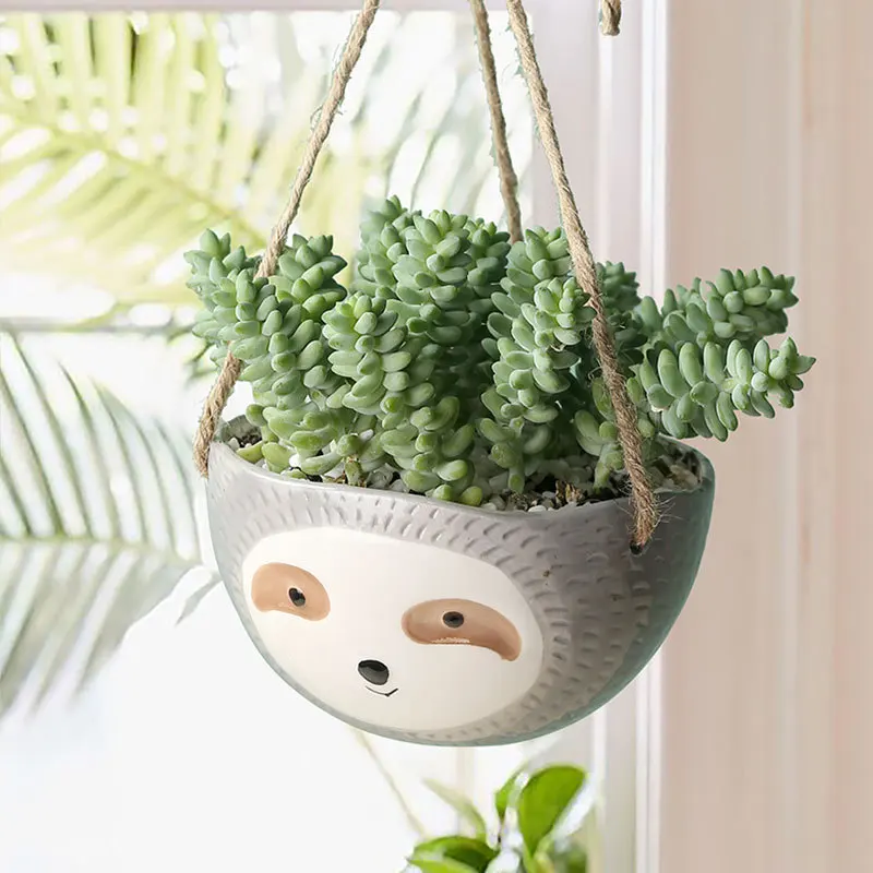 Cute Ceramic Sloth Shape Hanging Planter Air Plant Vases Holder for Succulents Small Plant DFDS889
Cute Ceramic Sloth Shape Hanging Planter Air Plant Vases Holder for Succulents Small Plant DFDS889