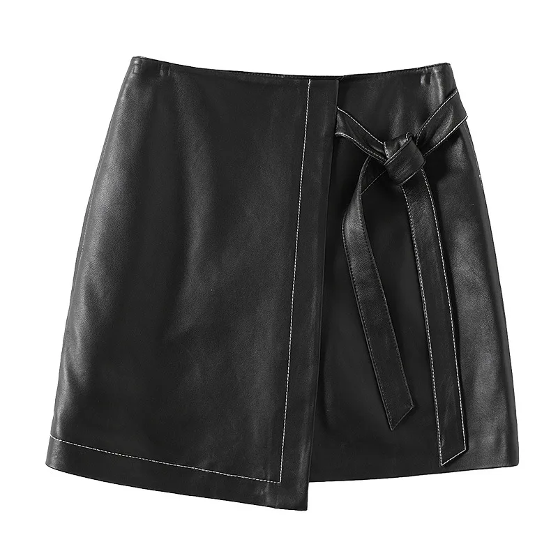 Spring Simple with Sashes OL Black Asymmetrical Mini Real Leather Skirt Women Genuine Sheepskin Irregular Short Buttock Skirt
Spring Simple with Sashes OL Black Asymmetrical Mini Real Leather Skirt Women Genuine Sheepskin Irregular Short Buttock Skirt