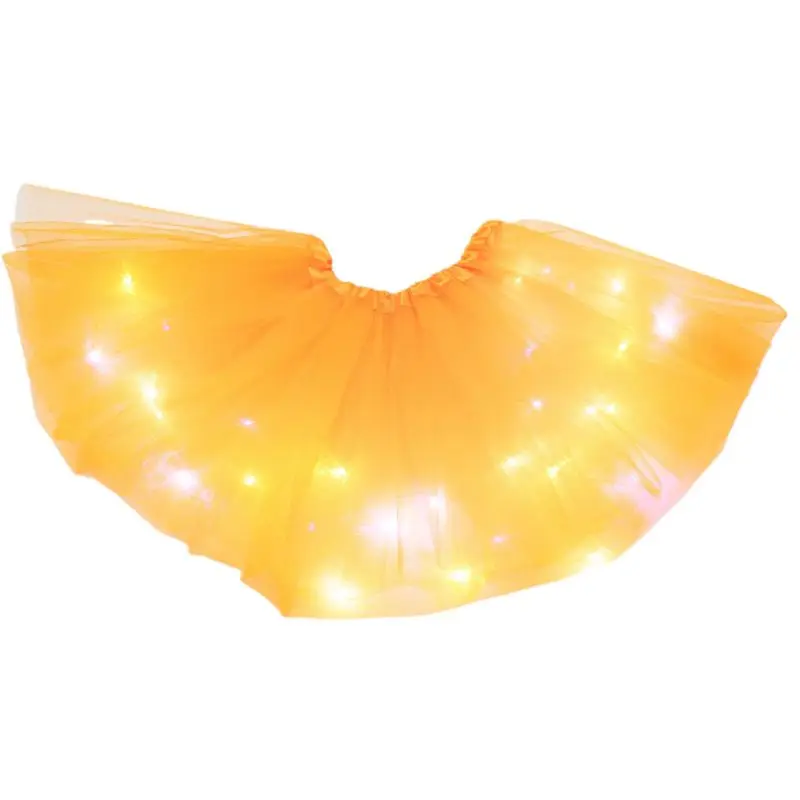 

Women Girls Neon Colorful LED Ballet Dance Tutu Skirt Pleated Layered Tulle Light Up Luminous Short Dress Party Costume