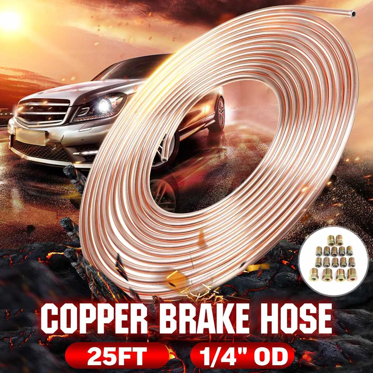 25ft 7.62m Roll Tube Coil of 1/4" OD Copper Nickel Brake Pipe Hose Line Piping Tube Tubing Anti-rust With 16PCS Tube Nuts
25ft 7.62m Roll Tube Coil of 1/4" OD Copper Nickel Brake Pipe Hose Line Piping Tube Tubing Anti-rust With 16PCS Tube Nuts