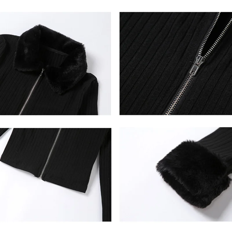NDUCJSI Outwear Short Tops Women Zippers Sweaters Jacket Knitted Coat Cardigan Winter Warm Big Size Soft Turn Down Collar Top
NDUCJSI Outwear Short Tops Women Zippers Sweaters Jacket Knitted Coat Cardigan Winter Warm Big Size Soft Turn Down Collar Top