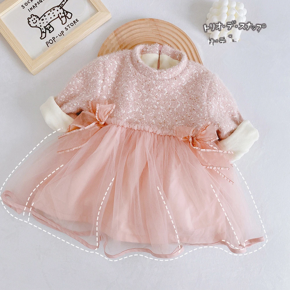 Baby Girls Plus Velvet Dress Autumn Winter New Kids Long Sleeve Princess Dress Cute Net Yarn Patchwork Bow-knot Dress For Girl
Baby Girls Plus Velvet Dress Autumn Winter New Kids Long Sleeve Princess Dress Cute Net Yarn Patchwork Bow-knot Dress For Girl