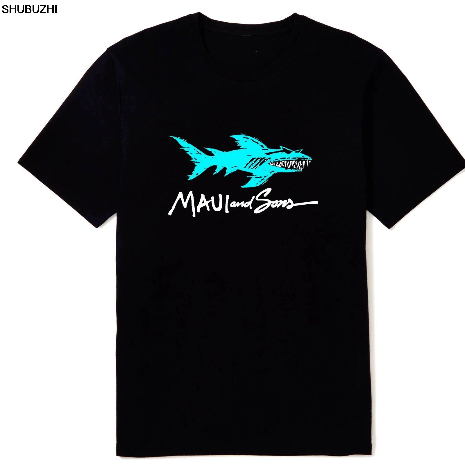 Новая мужская черная футболка с логотипом Maui and Sons Shark размеры летняя рисунком