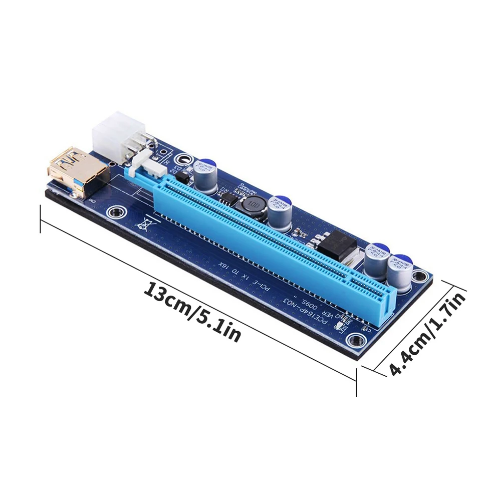 

Riser Card VER009S PCI-E Riser Card With 3 LEDs USB 3.0 PCI-E 1X to 16X Extender Card Data Cable for Window Systems/XP/LINUX