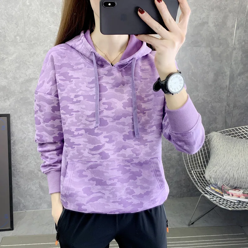 Sweatshirt hooded camouflage all-match women's new spring and autumn loose sports casual top
Sweatshirt hooded camouflage all-match women's new spring and autumn loose sports casual top