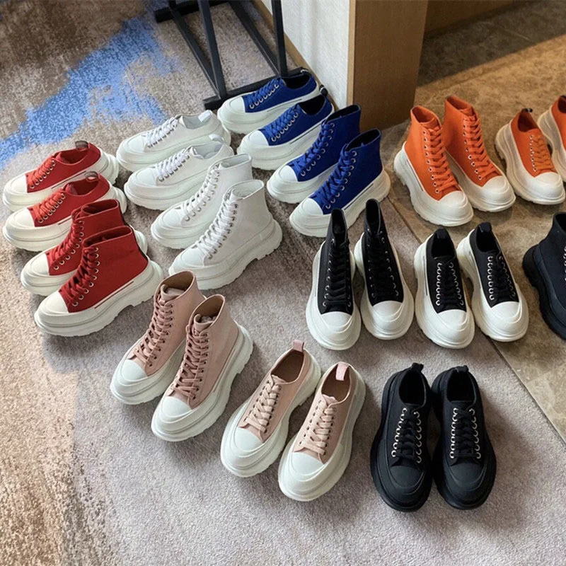 Women's Shoes New Lace-up Thick-soled Canvas Shoes All-match Increased Height And Thin Color Matching Casual Sports Shoes Women
Women's Shoes New Lace-up Thick-soled Canvas Shoes All-match Increased Height And Thin Color Matching Casual Sports Shoes Women