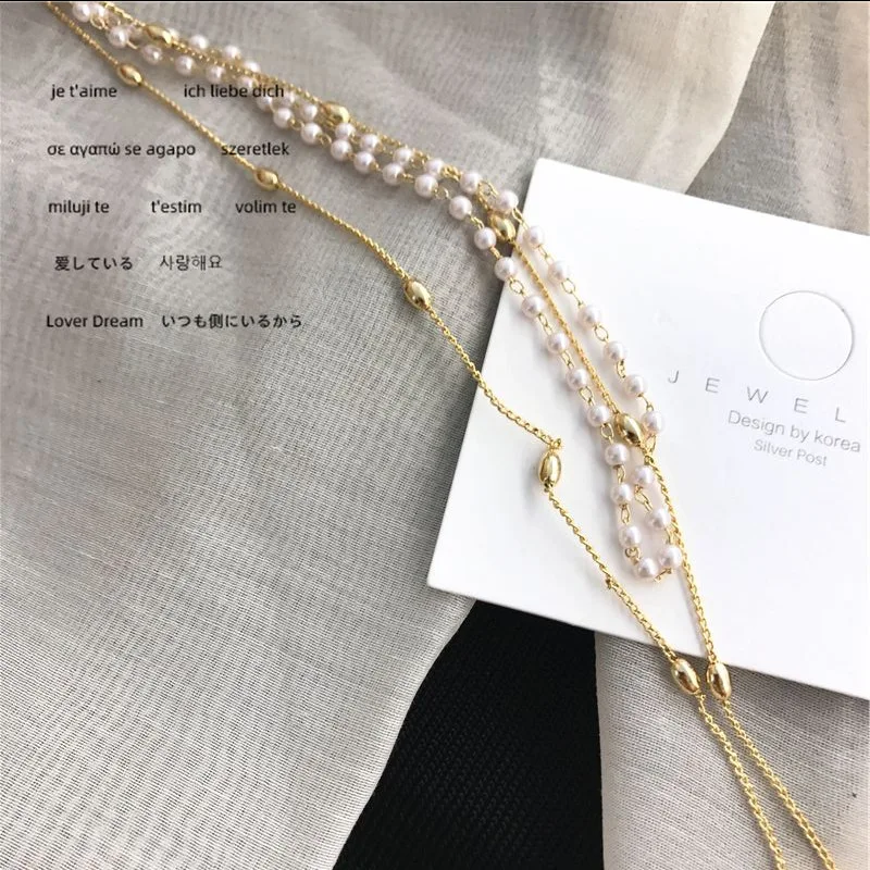 2020 New Korean Vintage Necklace Long Gold Chain Necklace For Women Double Highlight Pearl Handmade Necklace Jewelry Accessory
2020 New Korean Vintage Necklace Long Gold Chain Necklace For Women Double Highlight Pearl Handmade Necklace Jewelry Accessory