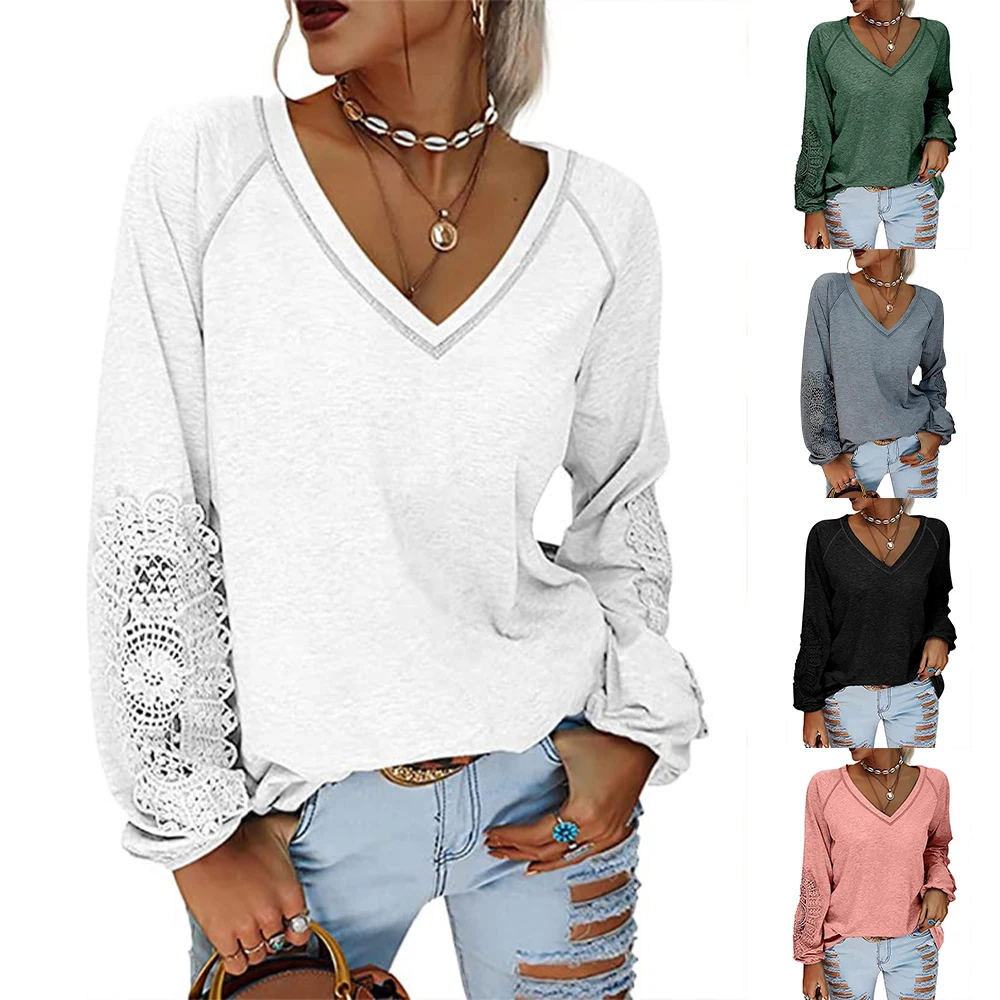 Deep V-Neck Women Blouses Tops Solid Color Lace Floral Printed See Through Fashion High Street Ladies T-Shirt T Shirt
Deep V-Neck Women Blouses Tops Solid Color Lace Floral Printed See Through Fashion High Street Ladies T-Shirt T Shirt