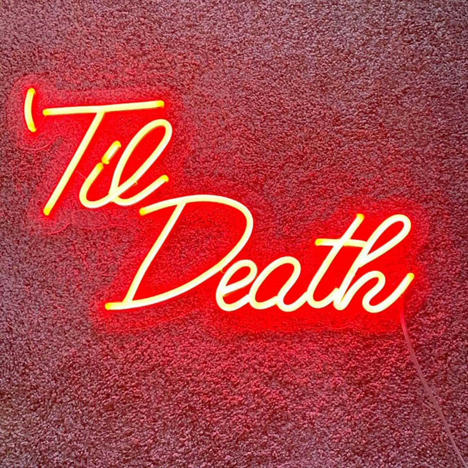 Неоновая вывеска Til Death, светодиодный светильник для спальни, бара вечерние, дома, на заказ, настенное украшение для комнаты
Неоновая вывеска Til Death, светодиодный светильник для спальни, бара вечерние, дома, на заказ, настенное украшение для комнаты