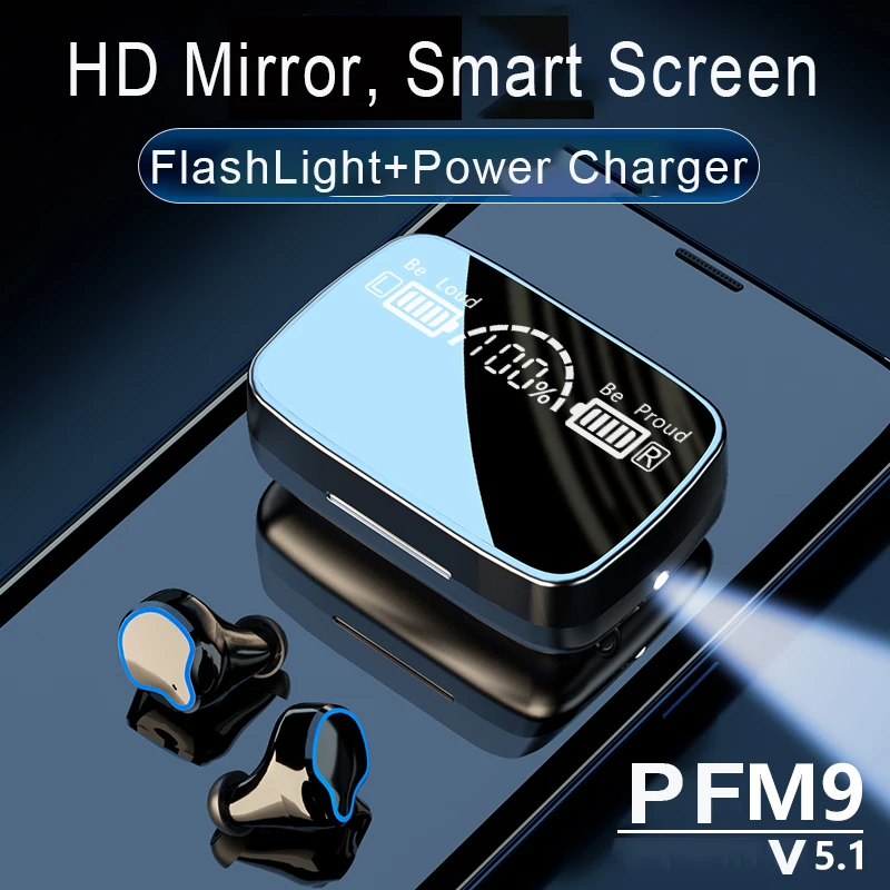 Wireless Headphones Bluetooth Earphones HD Mirror3500mAh Charging Box with Flashlight Noise Cancelling Deep Bass Stereo Earbuds
Wireless Headphones Bluetooth Earphones HD Mirror3500mAh Charging Box with Flashlight Noise Cancelling Deep Bass Stereo Earbuds