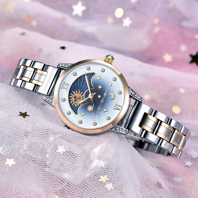Women's Watch Top Quality Luxury Brand Sun Moon Star Hand Simple Student Girl Heart Waterproof Starry Girl Watch Relojed Mujer
Women's Watch Top Quality Luxury Brand Sun Moon Star Hand Simple Student Girl Heart Waterproof Starry Girl Watch Relojed Mujer
