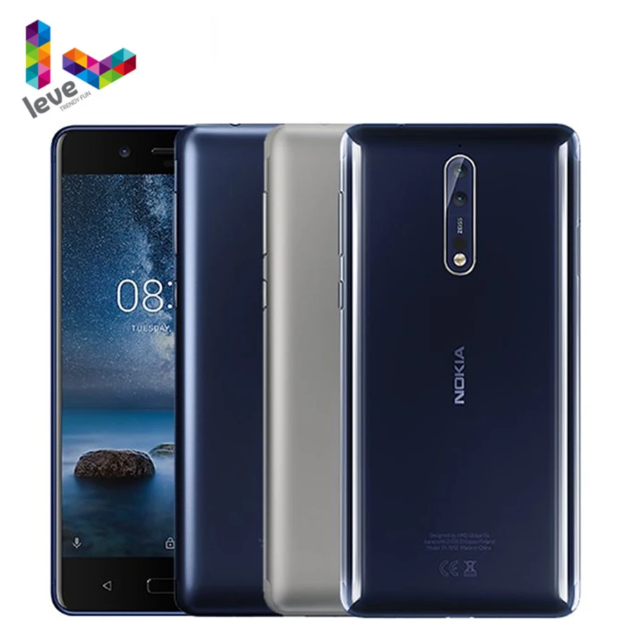 

Original Nokia 8 TA1012 Android Cellphone 5.3" Octa-core 4GB RAM 64GB ROM Dual Rear Camera 13MP 4G LTE Unlocked Mobile Phone