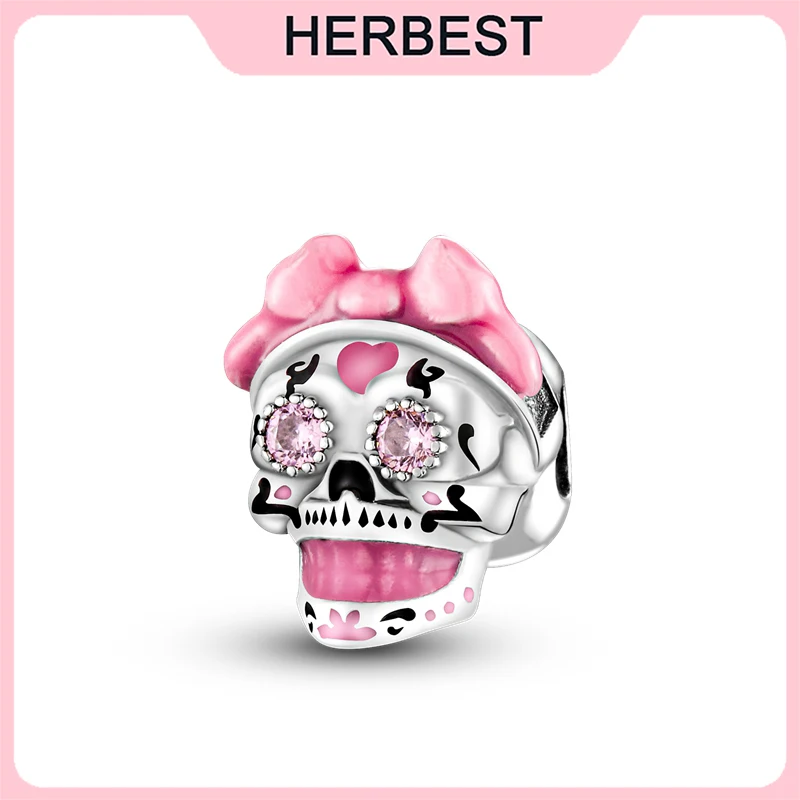 New 925 Sterling Silver Beads Skull With Pink Makeup Charm Fit Original Pandora Bracelet DIY Jewelry Making Gift
New 925 Sterling Silver Beads Skull With Pink Makeup Charm Fit Original Pandora Bracelet DIY Jewelry Making Gift