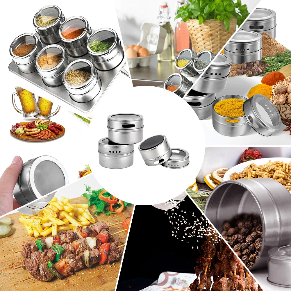 Kitchen Spice Container Stainless Steel Spice Bottles Two Outlets with Clear Window for Spice Herb Powder
Kitchen Spice Container Stainless Steel Spice Bottles Two Outlets with Clear Window for Spice Herb Powder