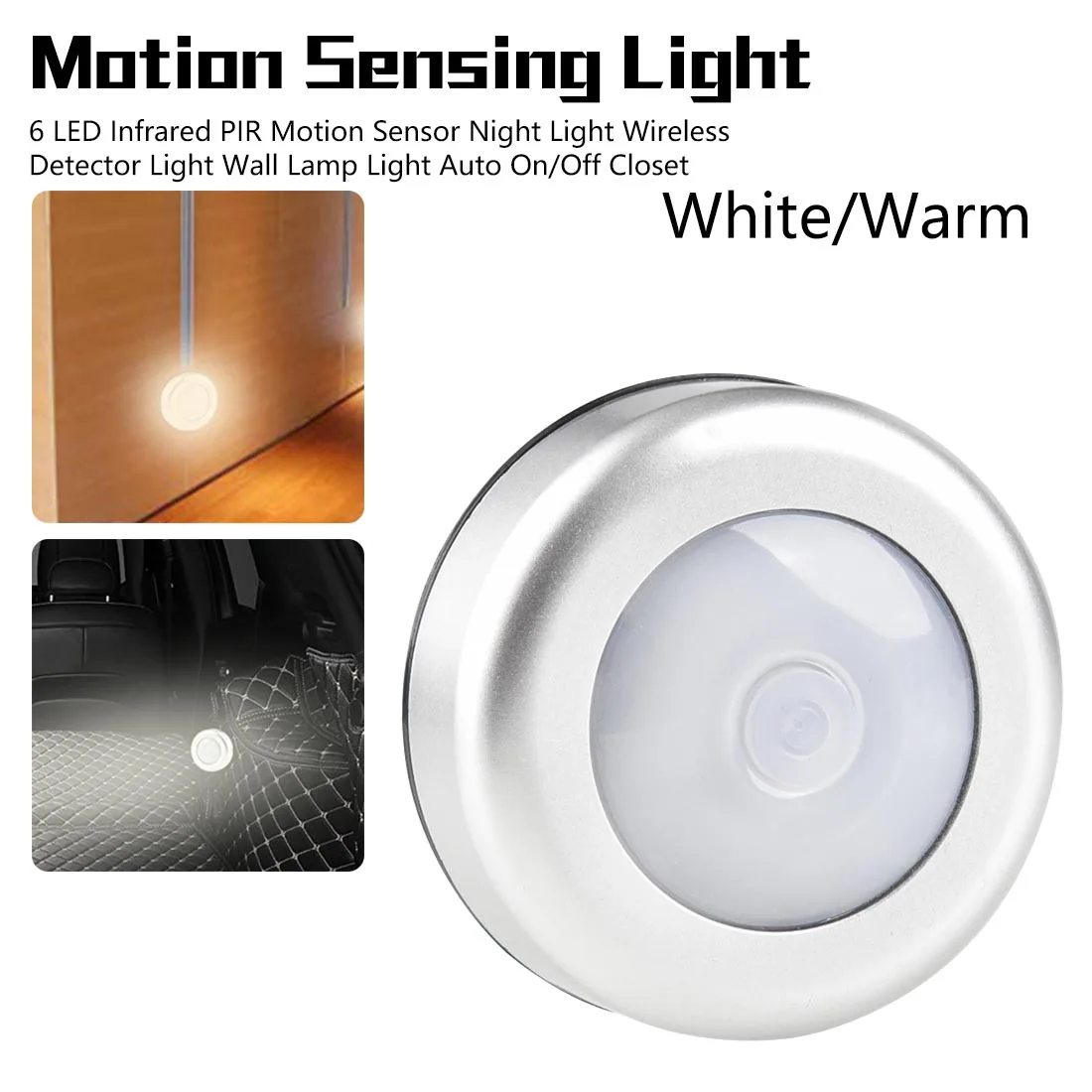 Wireless Detector Light Wall Light Motion Sensor Night Light 6 LED Infrared PIR Wireless Detector Light Wall Light Automatic On/
Wireless Detector Light Wall Light Motion Sensor Night Light 6 LED Infrared PIR Wireless Detector Light Wall Light Automatic On/