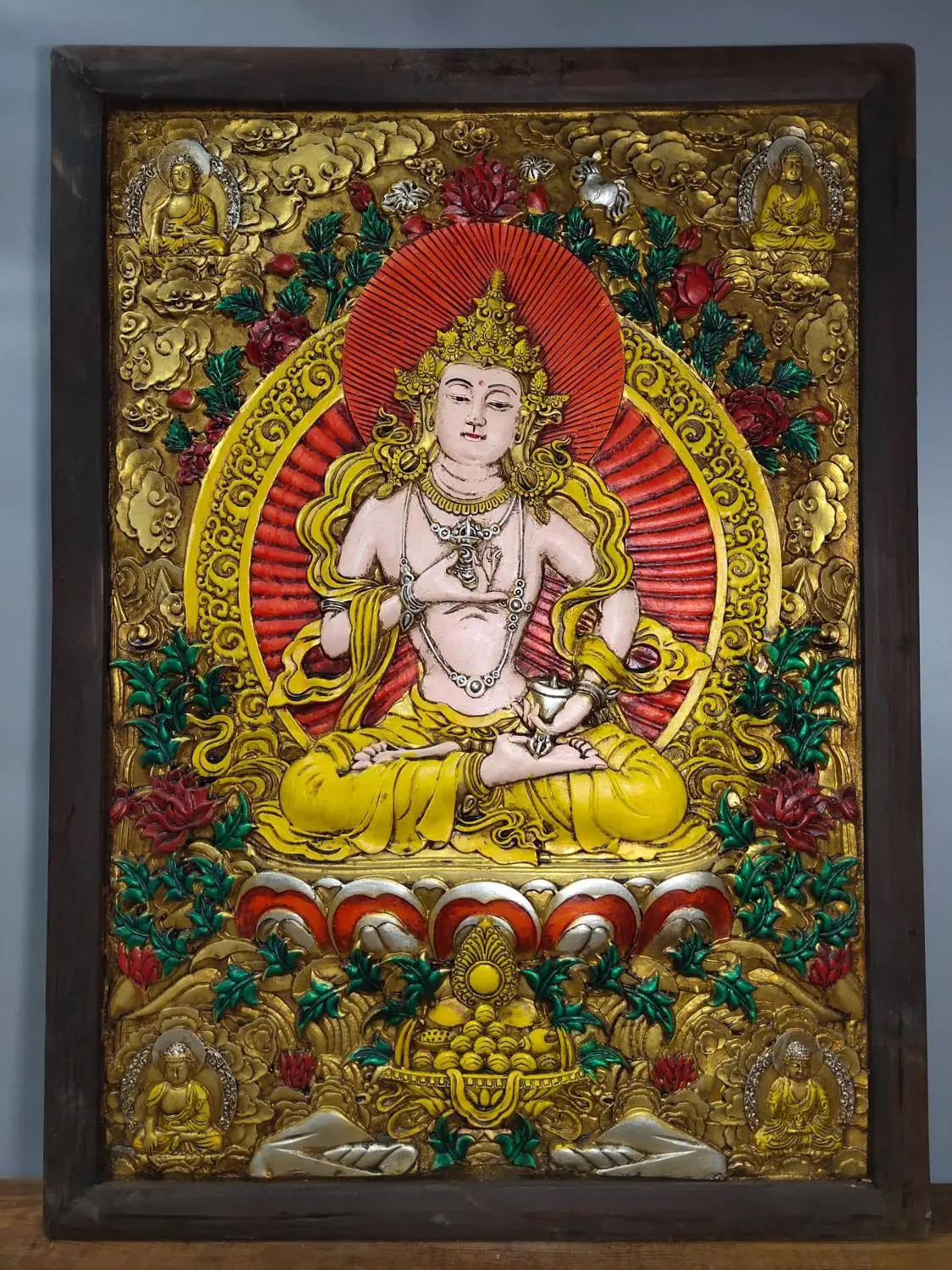 30" Tibet Buddhism Temple Old Mahogany Photo Frame Thangka Bronze painting Vajrasattva Buddha Statue Hanging pictures
30" Tibet Buddhism Temple Old Mahogany Photo Frame Thangka Bronze painting Vajrasattva Buddha Statue Hanging pictures