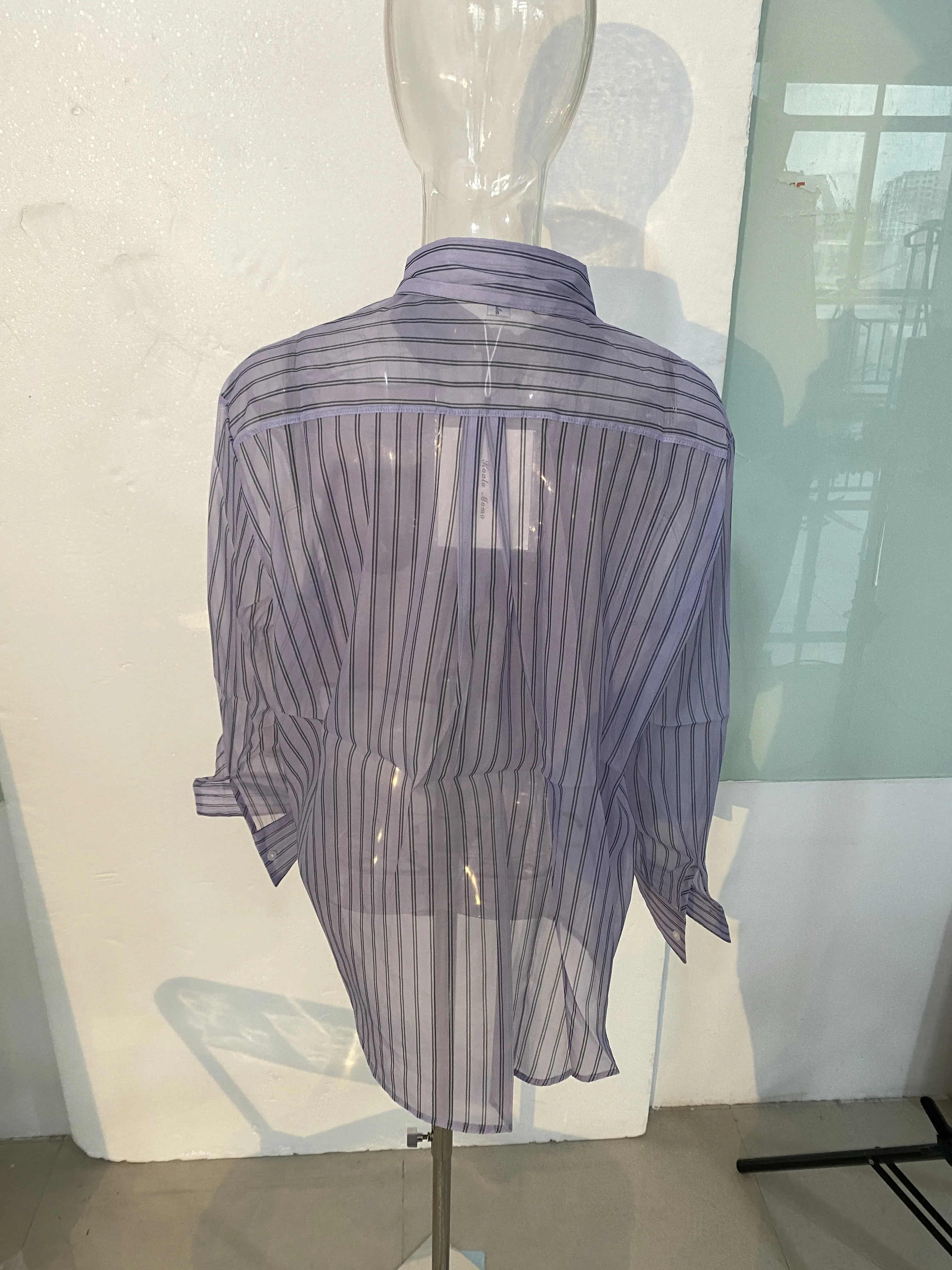 LANMREM ruffles turn-down collar stripe pleated cloth stitching Korean women autumn loose translucent soft organza shirt 2A1165 
LANMREM ruffles turn-down collar stripe pleated cloth stitching Korean women autumn loose translucent soft organza shirt 2A1165