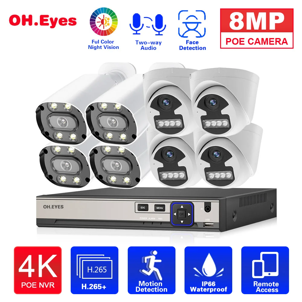 Face Detection H.265 8CH Ultra HD 4K POE Security Camera System Two Way Audio Outdoor IP Camera CCTV Video Surveillance NVR Set 
Face Detection H.265 8CH Ultra HD 4K POE Security Camera System Two Way Audio Outdoor IP Camera CCTV Video Surveillance NVR Set