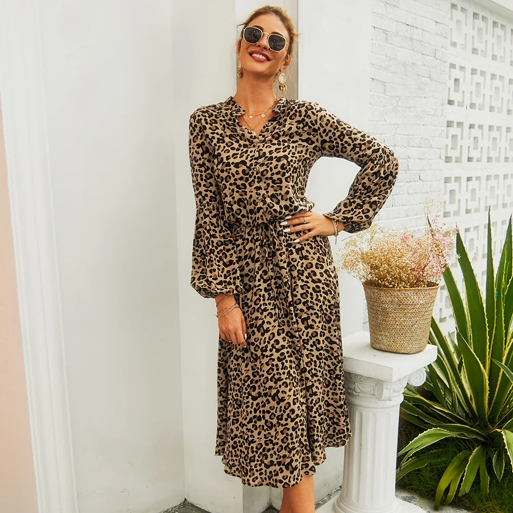 Women Leopard Long Sleeve Mid Length Dress Casual A-Line V-Neck Printing Socket Empire Basic Temperament Commute
Women Leopard Long Sleeve Mid Length Dress Casual A-Line V-Neck Printing Socket Empire Basic Temperament Commute