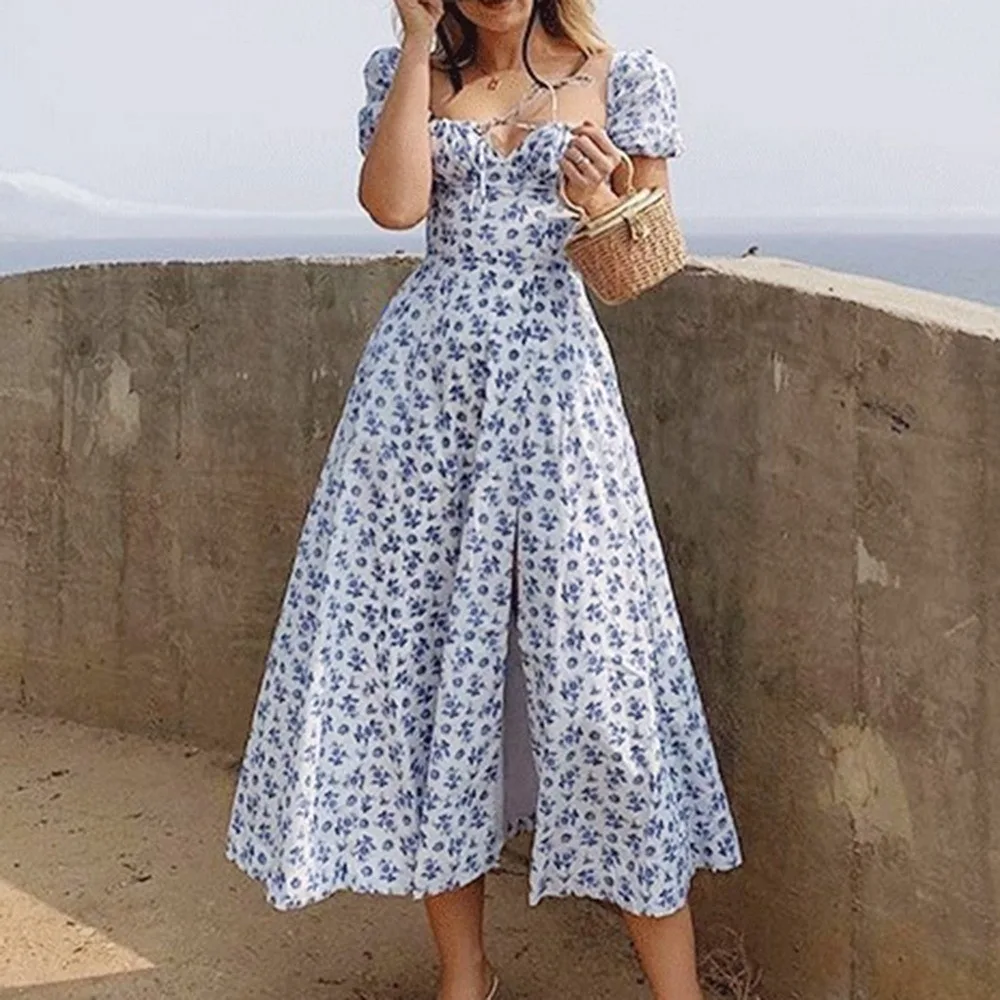Summer Print Dress fashion elegant Slit maxi dress Floral Short Puff Sleeves Square Collar Holiday Dress french romantic Sexy
Summer Print Dress fashion elegant Slit maxi dress Floral Short Puff Sleeves Square Collar Holiday Dress french romantic Sexy