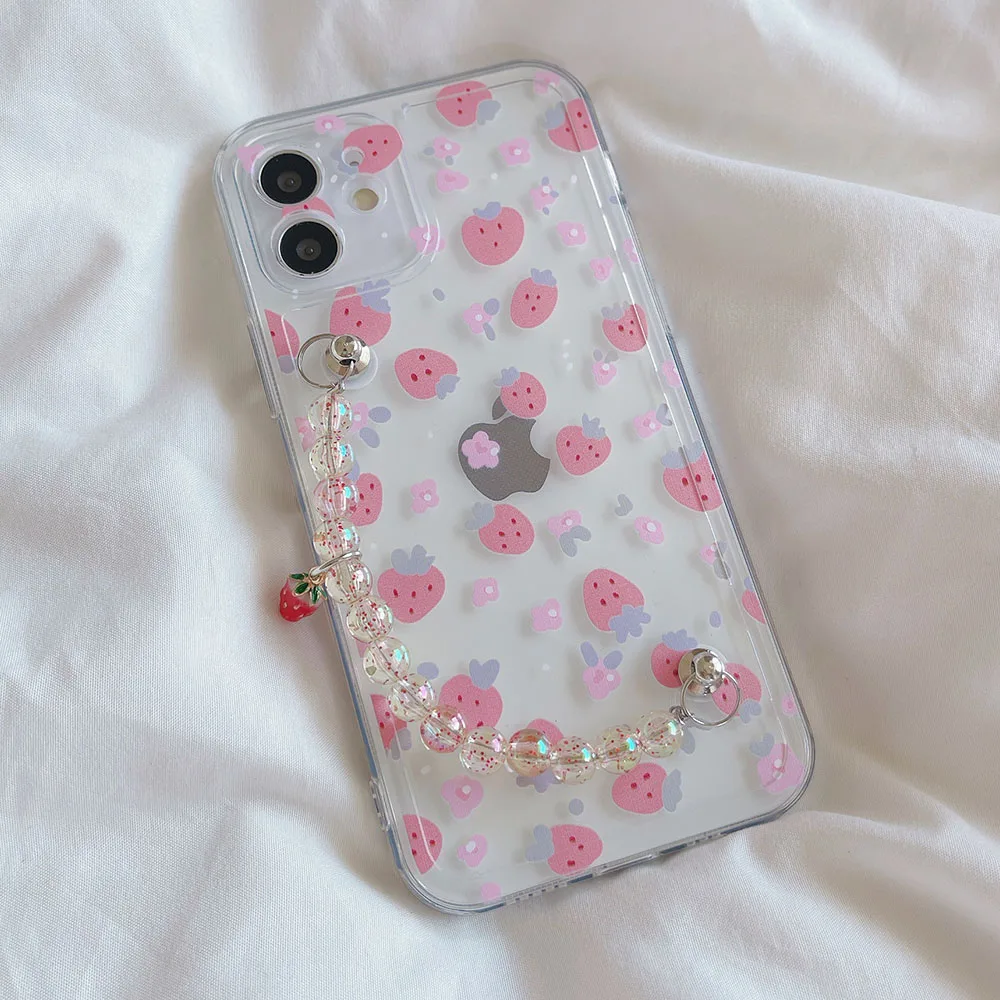Korea Cute Strawberry Flowers Bracelet Transparent Phone Case For iphone 12 Pro Max 11 Pro XR X XS 7 8 plus SE Clear soft Cover
Korea Cute Strawberry Flowers Bracelet Transparent Phone Case For iphone 12 Pro Max 11 Pro XR X XS 7 8 plus SE Clear soft Cover