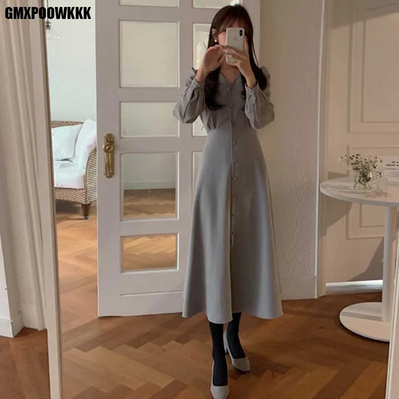 French Vintage Ladies Single-Breasted Dress Spring Autumn 2021 Women Long Sleeve Slim Dress One-Piece Korean Elegant Dresses
French Vintage Ladies Single-Breasted Dress Spring Autumn 2021 Women Long Sleeve Slim Dress One-Piece Korean Elegant Dresses