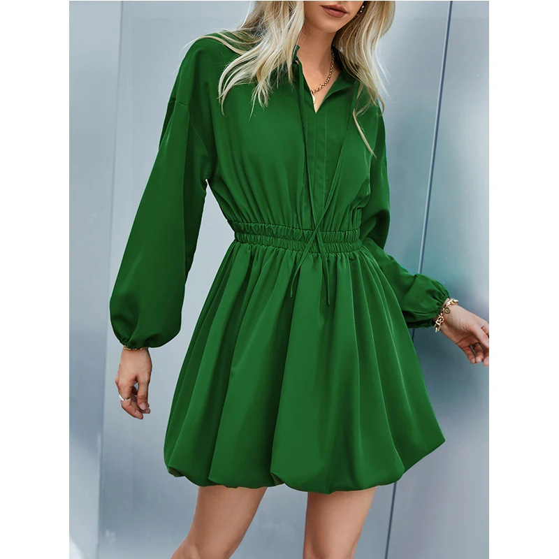 Midi Dress New Year 2022 Spring Autumn Y2k Solid Color Lantern Sleeve Green High Waist Women's Short Skirt Maxi Dresses Women
Midi Dress New Year 2022 Spring Autumn Y2k Solid Color Lantern Sleeve Green High Waist Women's Short Skirt Maxi Dresses Women