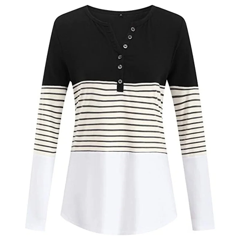 2021 NEW Leisure Fashion Women's Top Stripes Matching Contrast Color Long-sleeve Slim Women's Wear
2021 NEW Leisure Fashion Women's Top Stripes Matching Contrast Color Long-sleeve Slim Women's Wear