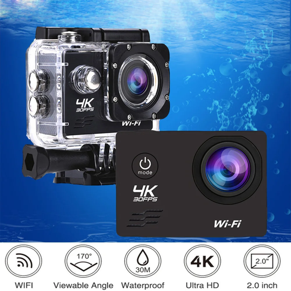 

Action Camera Ultra HD 4K 16.0MP WiFi 2.0" Screen 170D Underwater 30M Go Waterproof Pro Helmet Video Recording Cameras Sport Cam