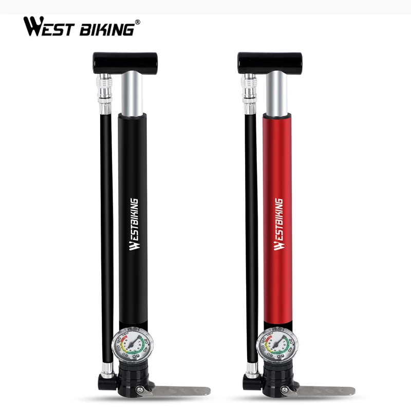 WEST BIKING Alloy Bicycle Pump Hose Gauge Hand Foot Floor Bike Tire Pump 130PSI Cycling Air Inflator Presta Schrader Valve Pump
WEST BIKING Alloy Bicycle Pump Hose Gauge Hand Foot Floor Bike Tire Pump 130PSI Cycling Air Inflator Presta Schrader Valve Pump