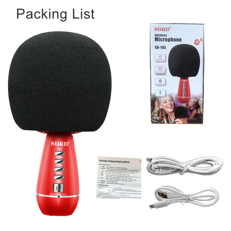 SD105 Wireless Karaoke Microphone Bluetooth Handheld Portable Speaker Home Party With Magic Sounds For Live Singing Kids Gift
SD105 Wireless Karaoke Microphone Bluetooth Handheld Portable Speaker Home Party With Magic Sounds For Live Singing Kids Gift