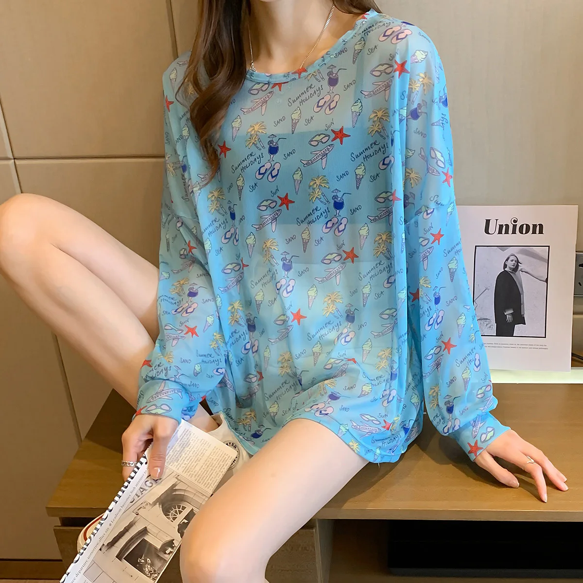 Oteele Women T-shirt 2021 Summer O-Neck Character Pattern Blue Printing Loose Tops Casual Full Sleeve Polyester Office Laddy
Oteele Women T-shirt 2021 Summer O-Neck Character Pattern Blue Printing Loose Tops Casual Full Sleeve Polyester Office Laddy