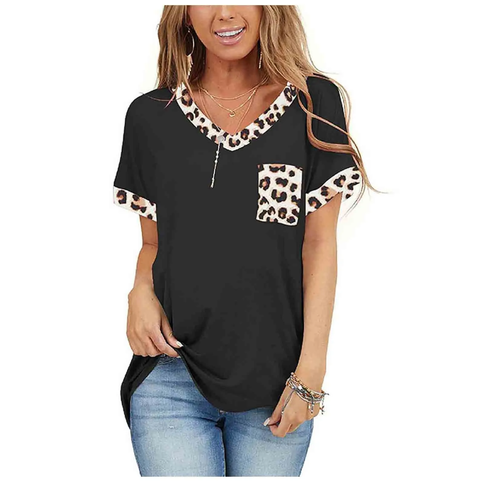 Women Sexy V-neck Short Sleeve Tank Tops Print Shirts Tops Shirt Tops 2021 Summer Leopard Print Blouse Tops Blusa Casual Shirts
Women Sexy V-neck Short Sleeve Tank Tops Print Shirts Tops Shirt Tops 2021 Summer Leopard Print Blouse Tops Blusa Casual Shirts