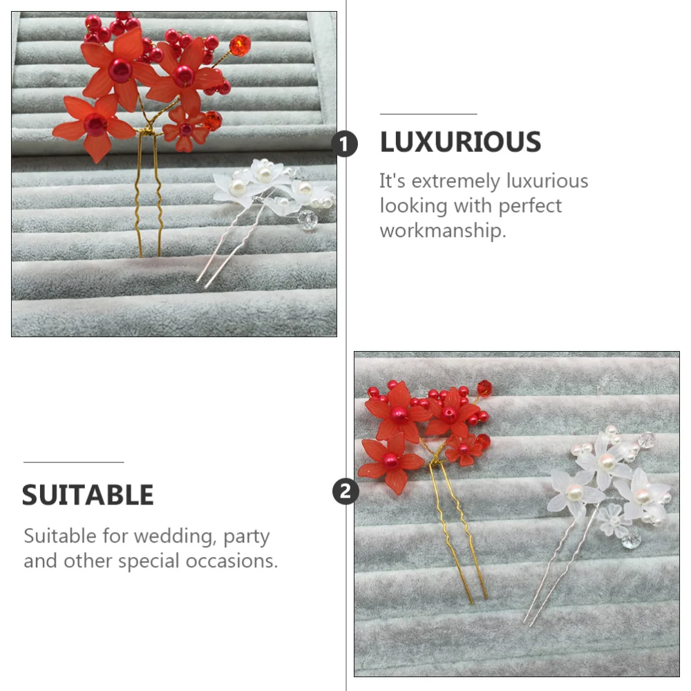 4pcs U-shaped Hairpins Acrylic Flower Hair Sticks Bridal Updo Hair Chopsticks
4pcs U-shaped Hairpins Acrylic Flower Hair Sticks Bridal Updo Hair Chopsticks