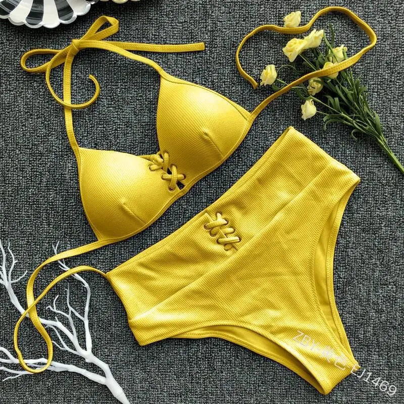 2021 New White Yellow with Band Beach Bikini Solid Sexy High Waist Swimsuit Women Hard Package Gathered Swimwear
2021 New White Yellow with Band Beach Bikini Solid Sexy High Waist Swimsuit Women Hard Package Gathered Swimwear