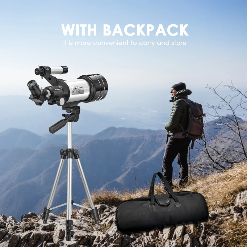 Telescope For Kid Beginner 70mm Eyepiece Caliber Telescope Adjustable Tripod Backpack Astronomical Refracting Telescope
Telescope For Kid Beginner 70mm Eyepiece Caliber Telescope Adjustable Tripod Backpack Astronomical Refracting Telescope