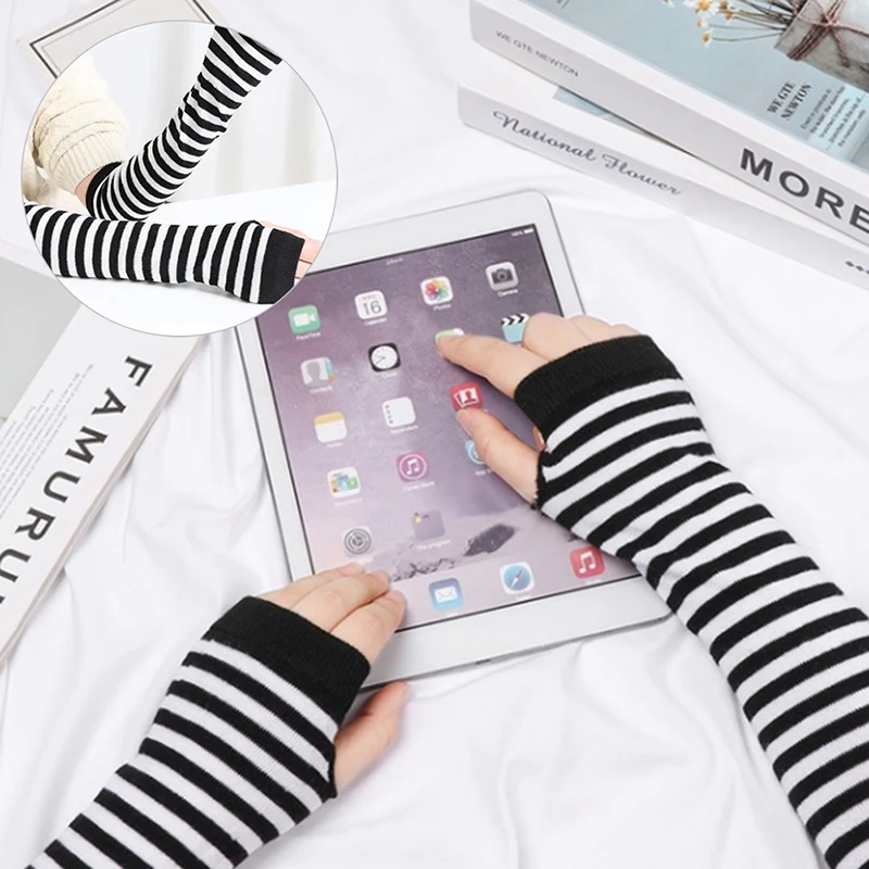 1pair Autumn Wrist Arm Hand Arm Warmers Knitted Fingerless Gloves Long Sleeve Soft Striped Elbow Gloves
1pair Autumn Wrist Arm Hand Arm Warmers Knitted Fingerless Gloves Long Sleeve Soft Striped Elbow Gloves