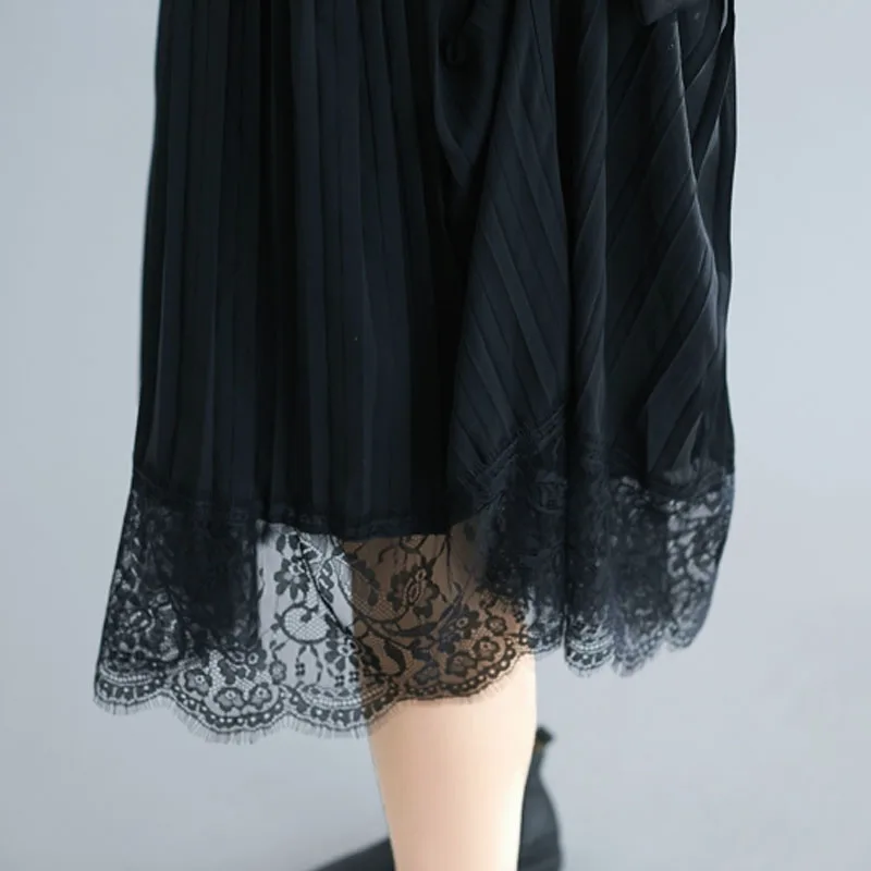 2019 Autumn Winter Women Dress Fashion Long Sleeve Lace Spliced Cotton Dress Plus Size Lady Korean Pleated Long Dresses Vestidos
2019 Autumn Winter Women Dress Fashion Long Sleeve Lace Spliced Cotton Dress Plus Size Lady Korean Pleated Long Dresses Vestidos