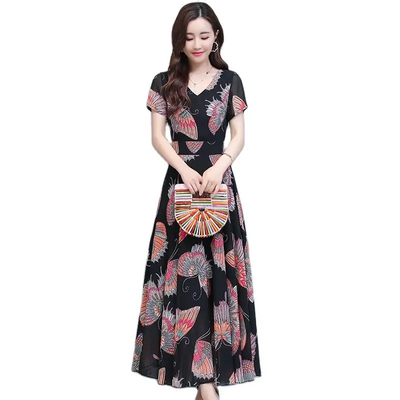 Summer Fashion Butterfly Print Women Dresses Short Sleeve V Neck Gothic Ladies Clothes
Summer Fashion Butterfly Print Women Dresses Short Sleeve V Neck Gothic Ladies Clothes