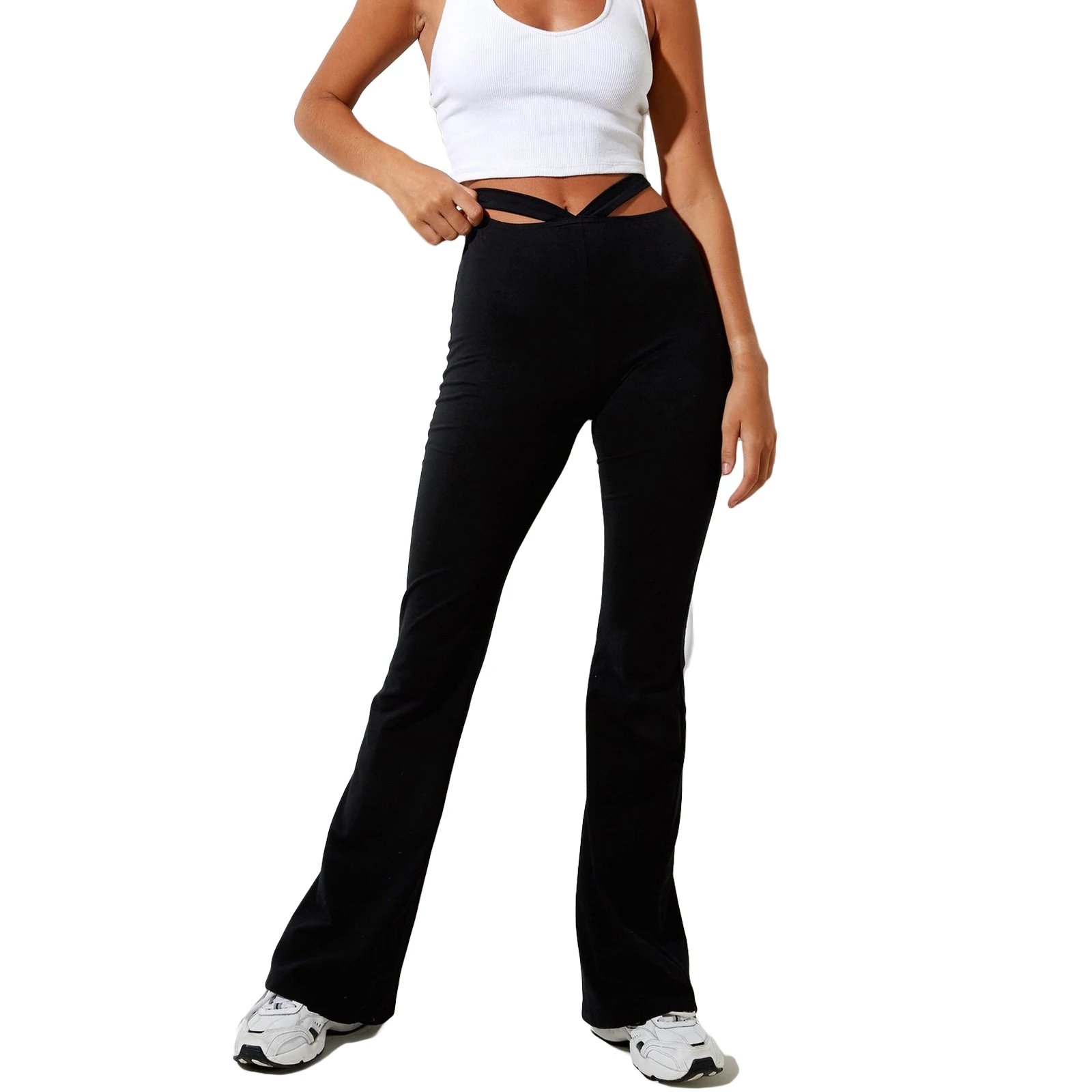 Hirigin 2021 Women Black Solid Color High Waist Trousers with Hollow Out Design Casual Flared Pants Streetwear, S/ M/ L/ XL
Hirigin 2021 Women Black Solid Color High Waist Trousers with Hollow Out Design Casual Flared Pants Streetwear, S/ M/ L/ XL